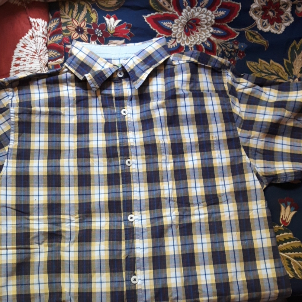 Plaid button-up shirt